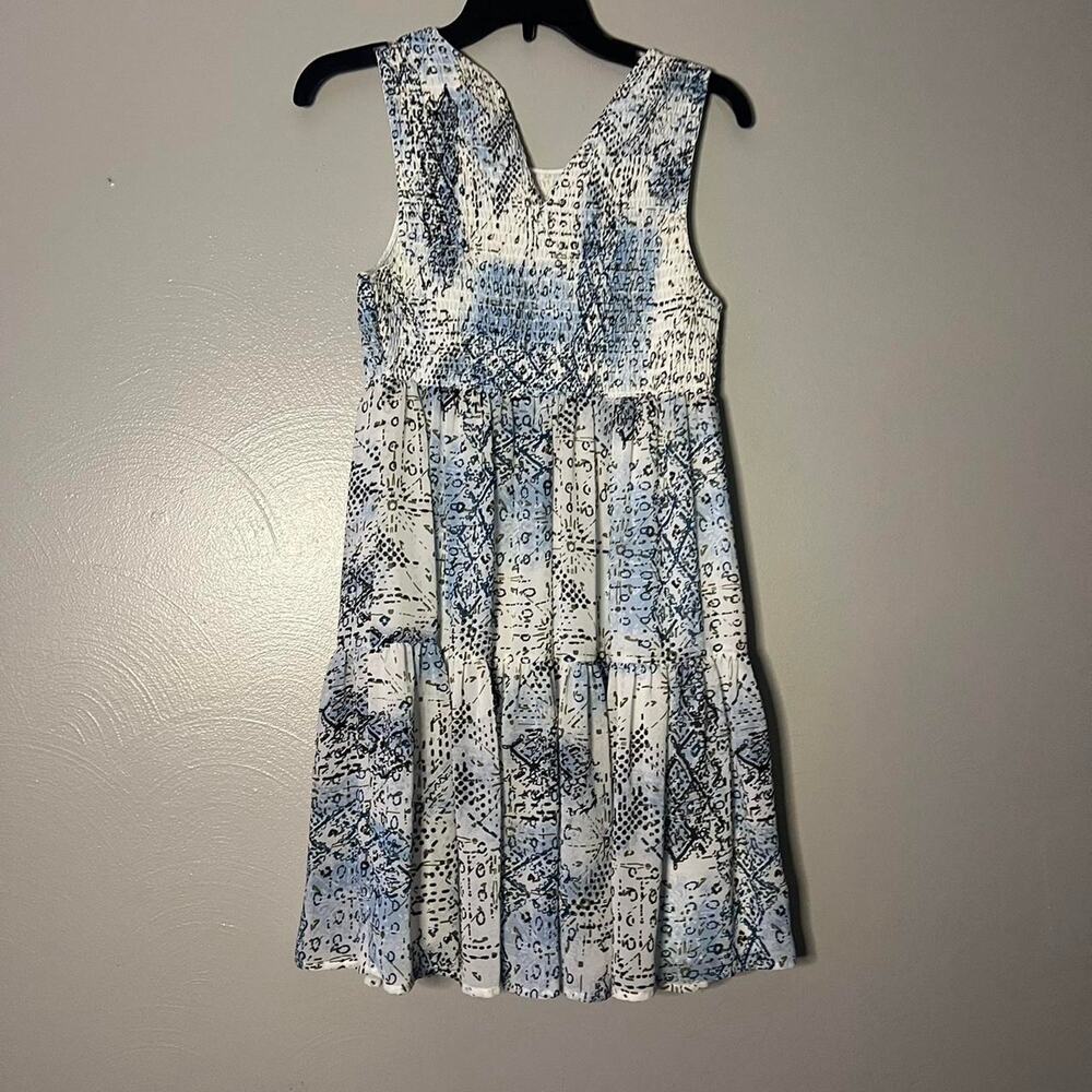 Princess Dress | Blue White Mini Dress | Pattern | Aztec